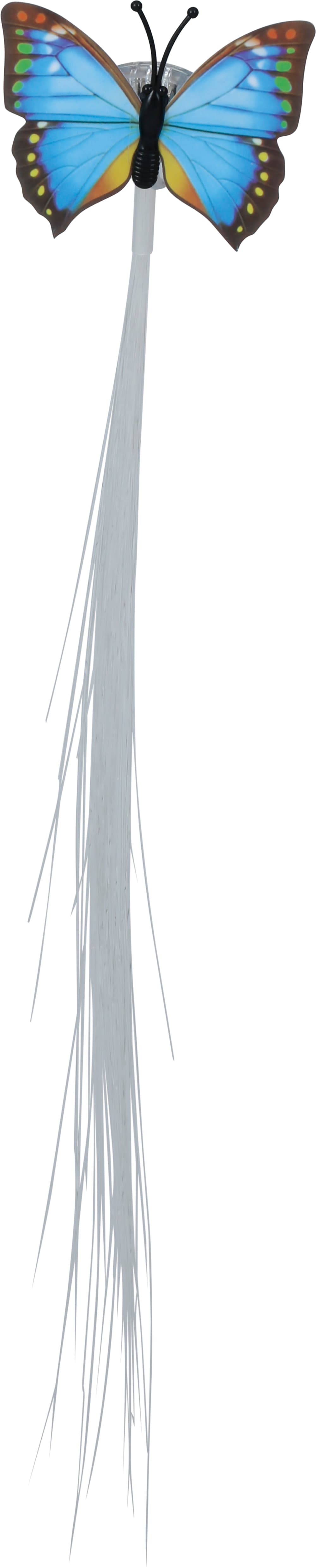 Fiberoptisk hårlok med LED og sommerfugl, 33 cm