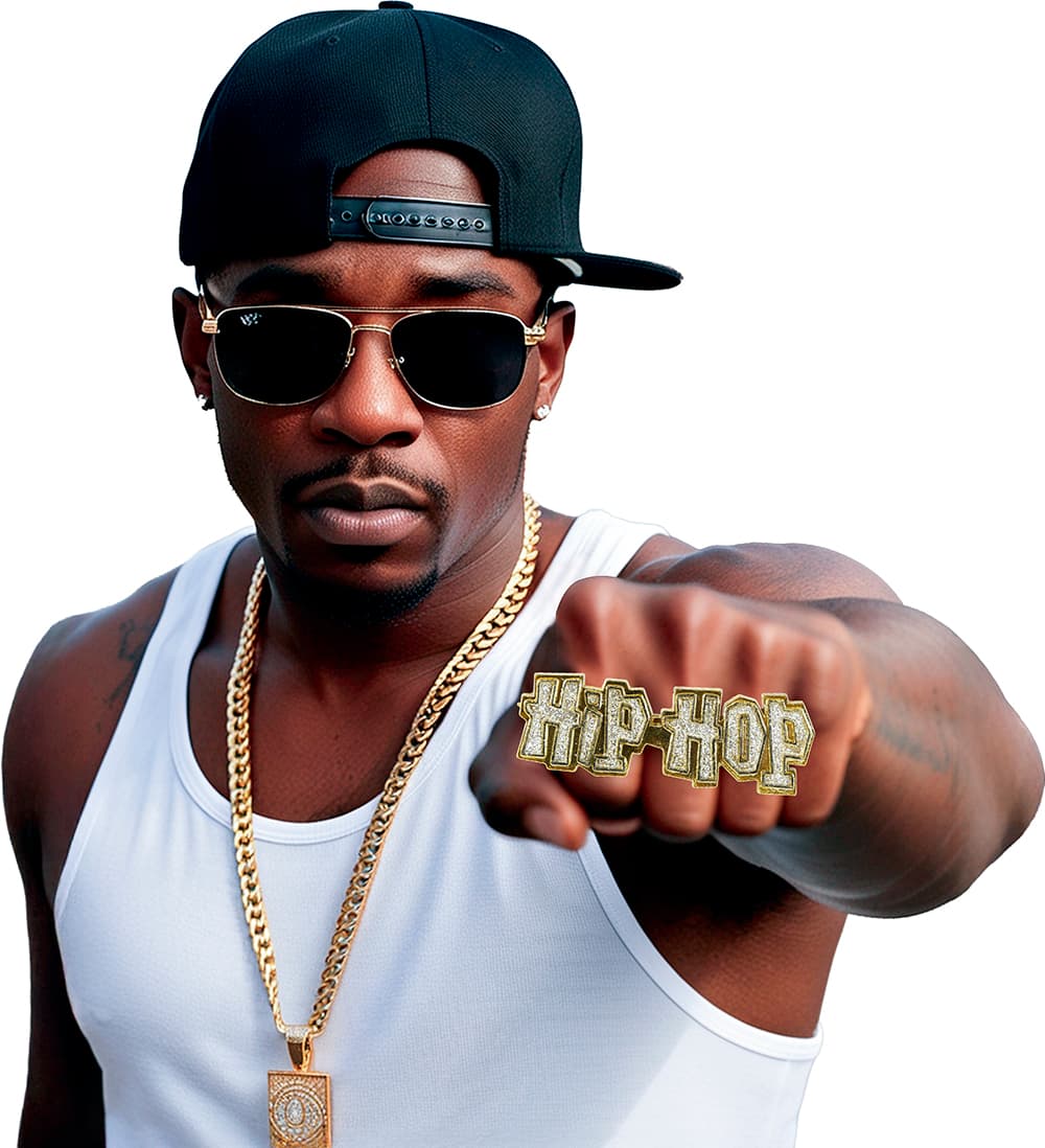 Guldfarvet ring "Hip Hop" til voksne