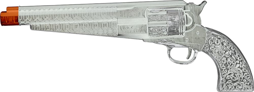 Sølvfarvet pistol 30 cm