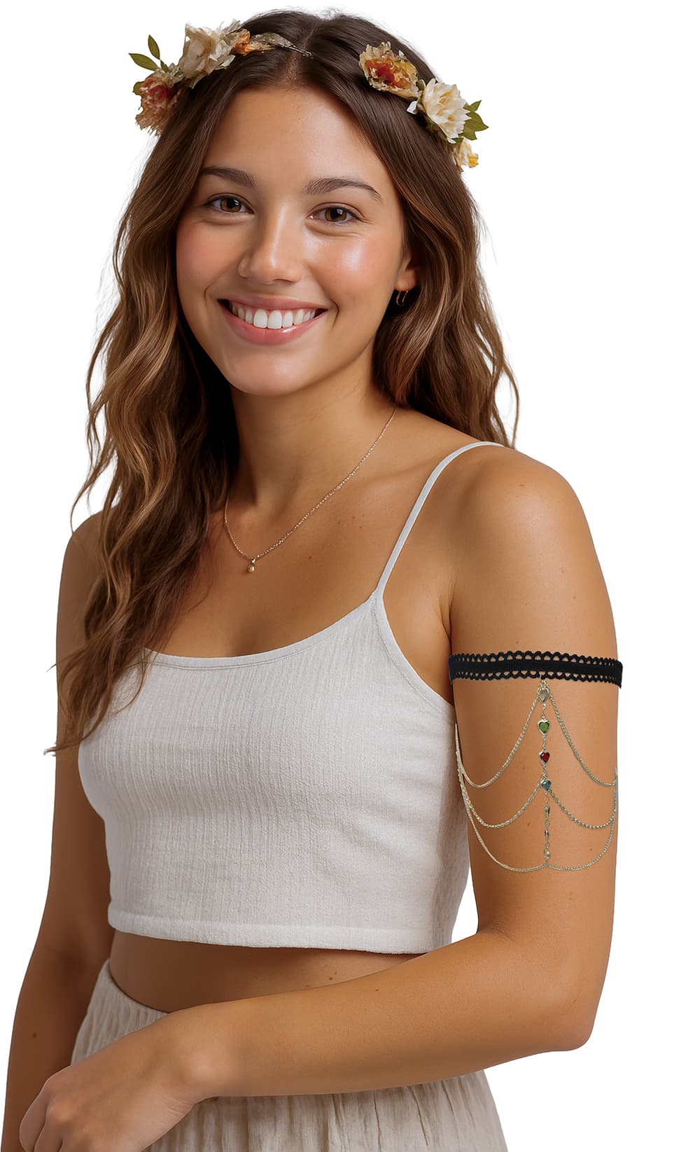 Armring med farverige sten