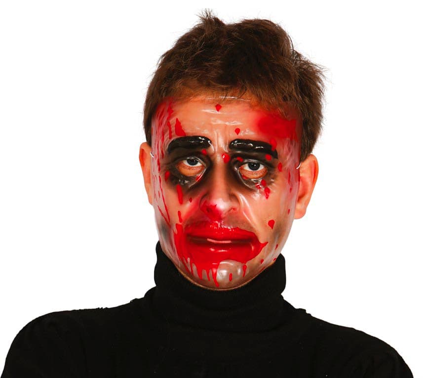 Gennemsigtig mandemaske med blod, PVC