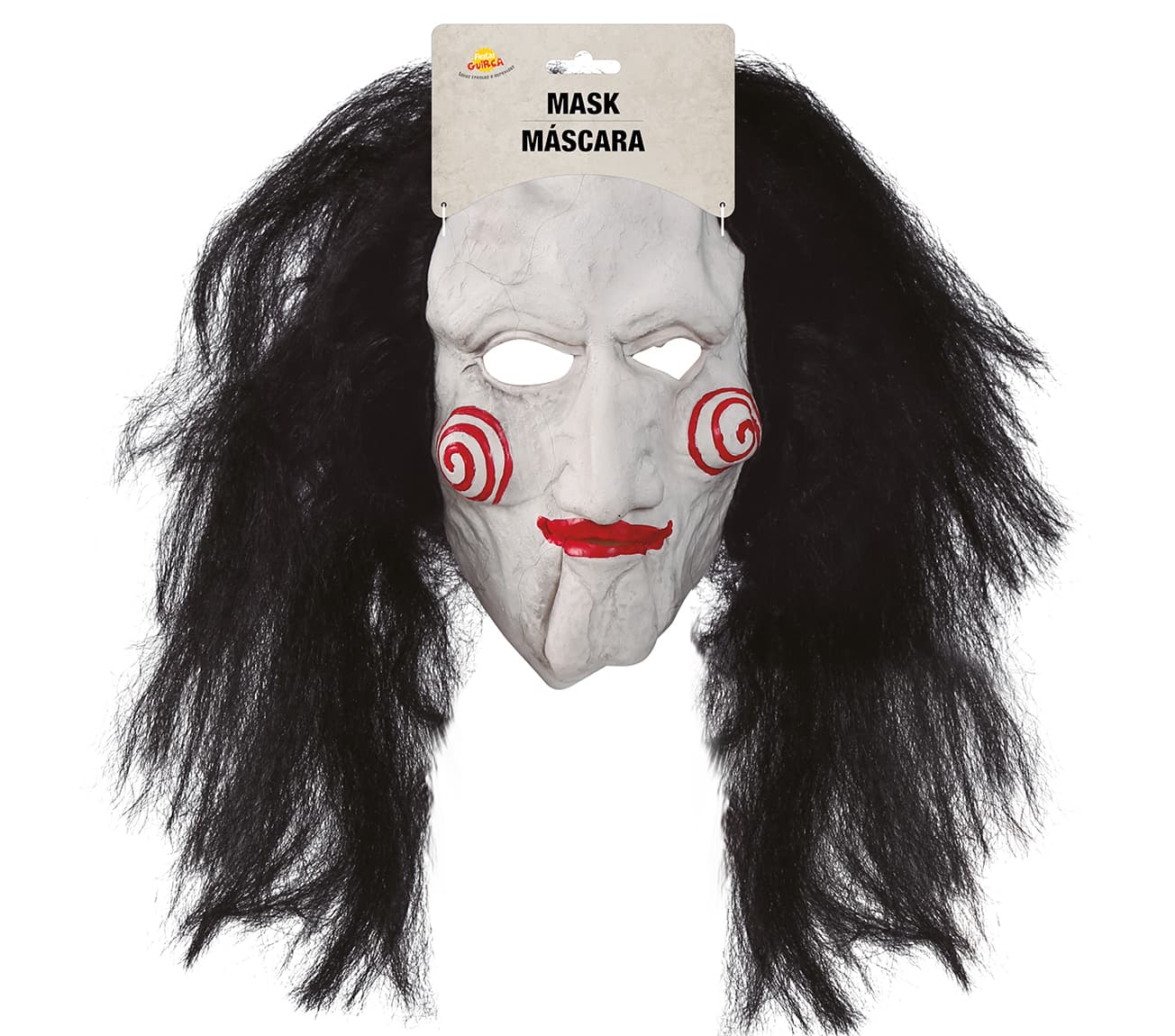 Dukkemaske med hår, latex
