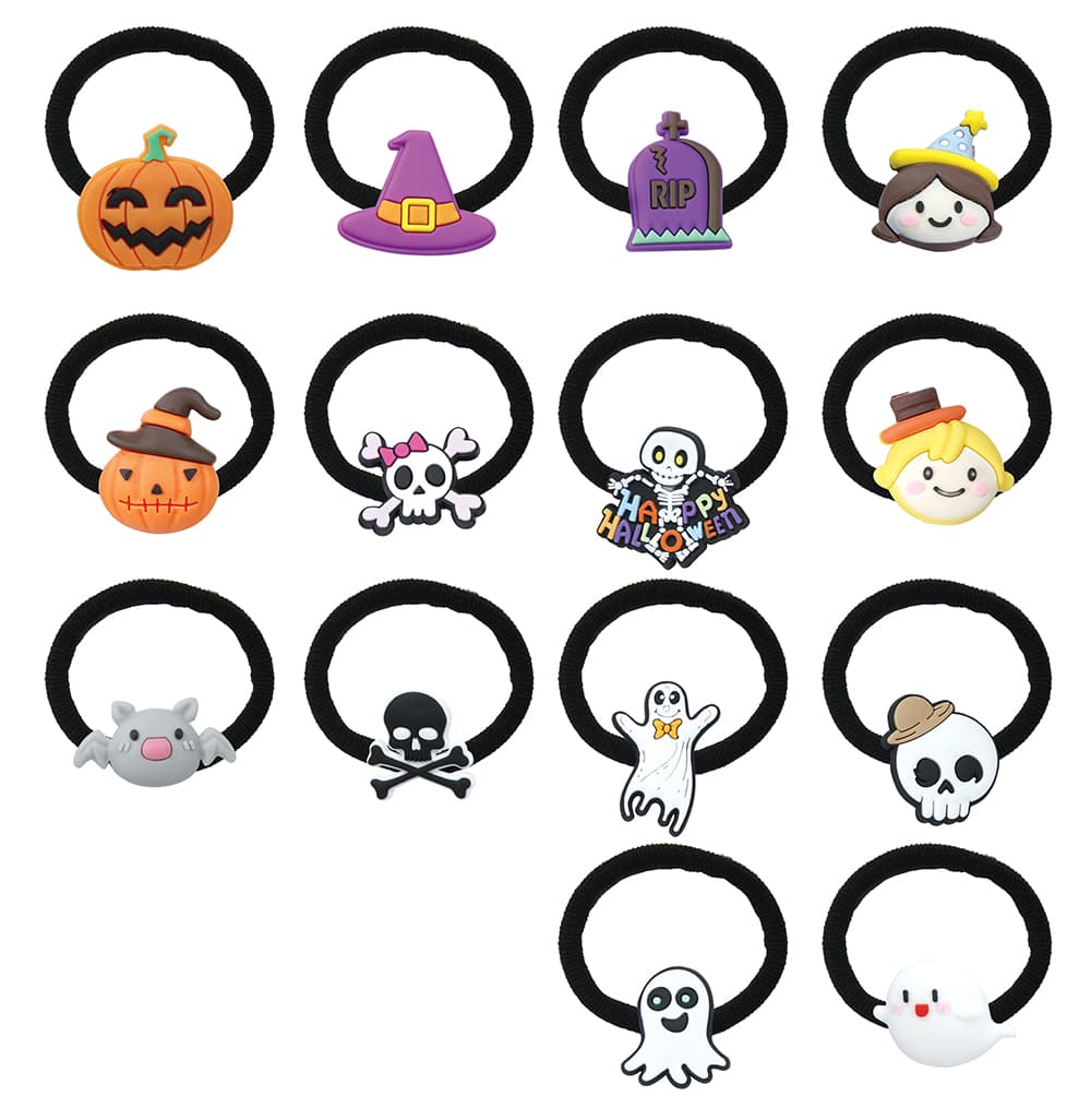 Sæt med 14 halloween-hårelastikker