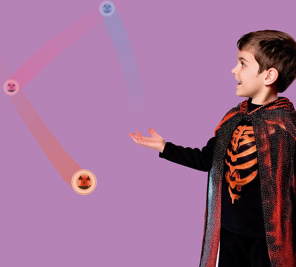 Hoppebold med lys, græskar, 5,5 cm