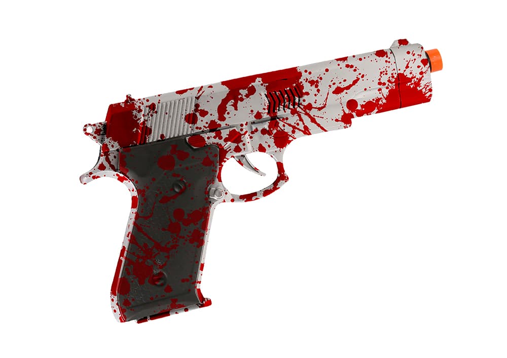 Pistol med blod, 24 cm