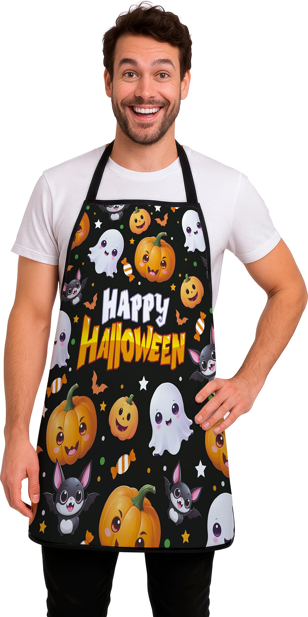 Forklæde "Happy Halloween" til voksne