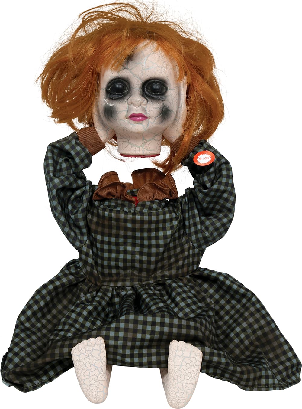 Skrækdukke til halloween med lyd og bevægelse, 40 cm