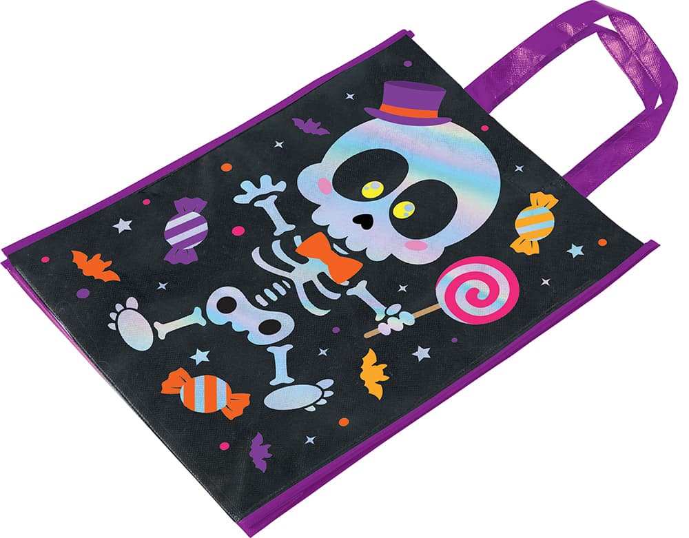 Pose med skelet, metalliseret, PVC, 36 × 30 cm