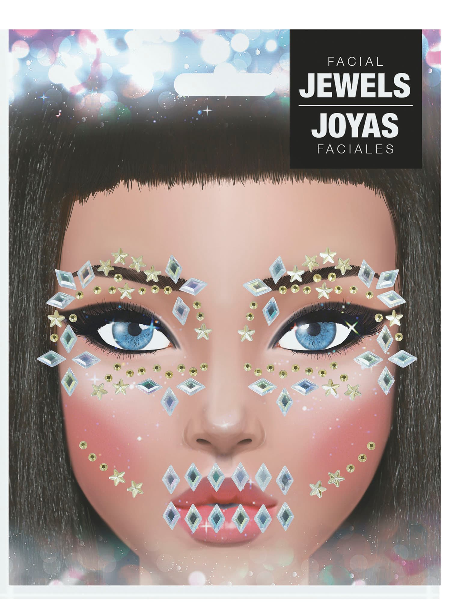 Selvklæbende ansigtssmykker med kranie, guld, 13 × 15 cm