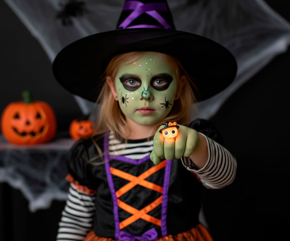 Halloween-ring med lys, 3 cm