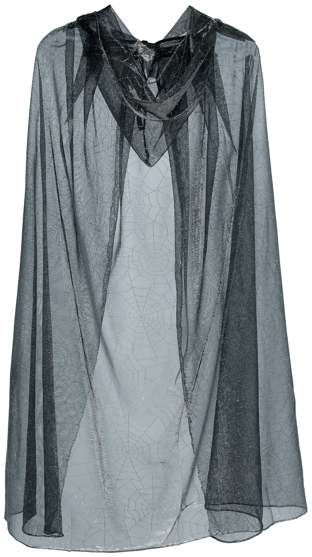 Gennemsigtig skinnende kappe, sølv, 130 cm