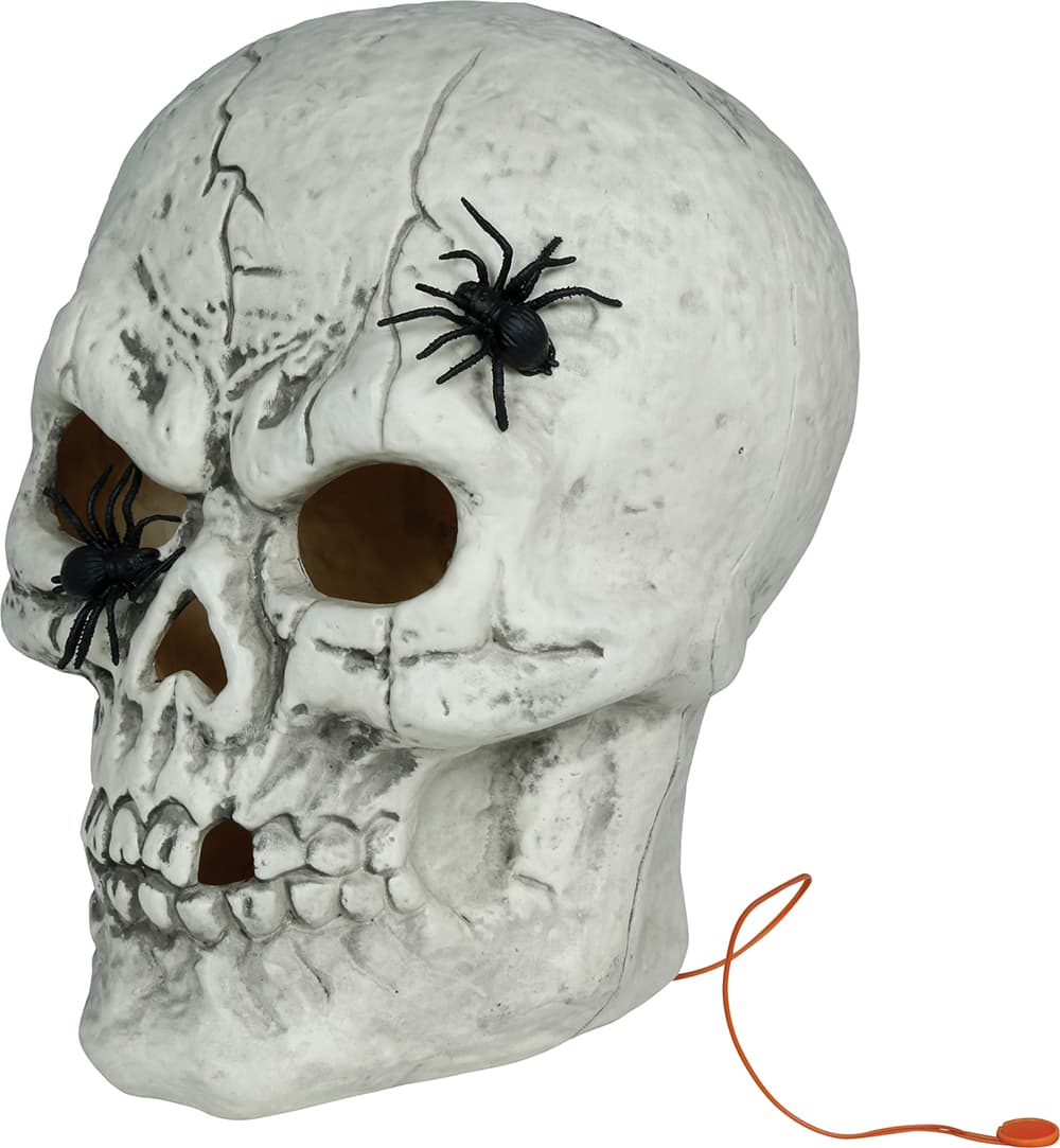 Kranie med edderkopper og lys, PVC, 35 cm