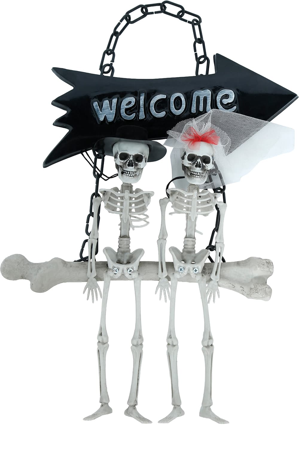 Skilt med skeletter "Welcome", PVC, 30 × 25 cm