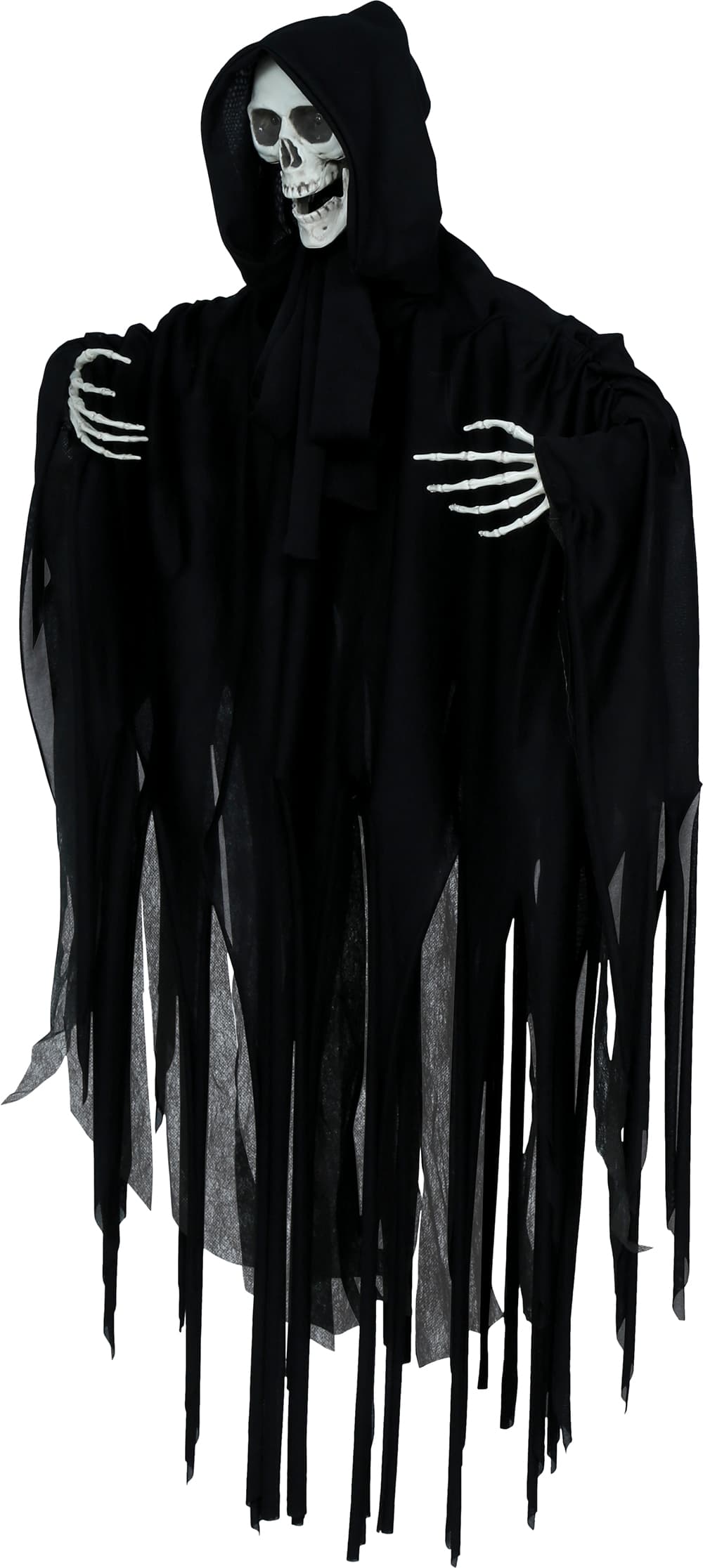 Hængende skeletdekoration med tunika, lys, lyd og bevægelse, 90 cm