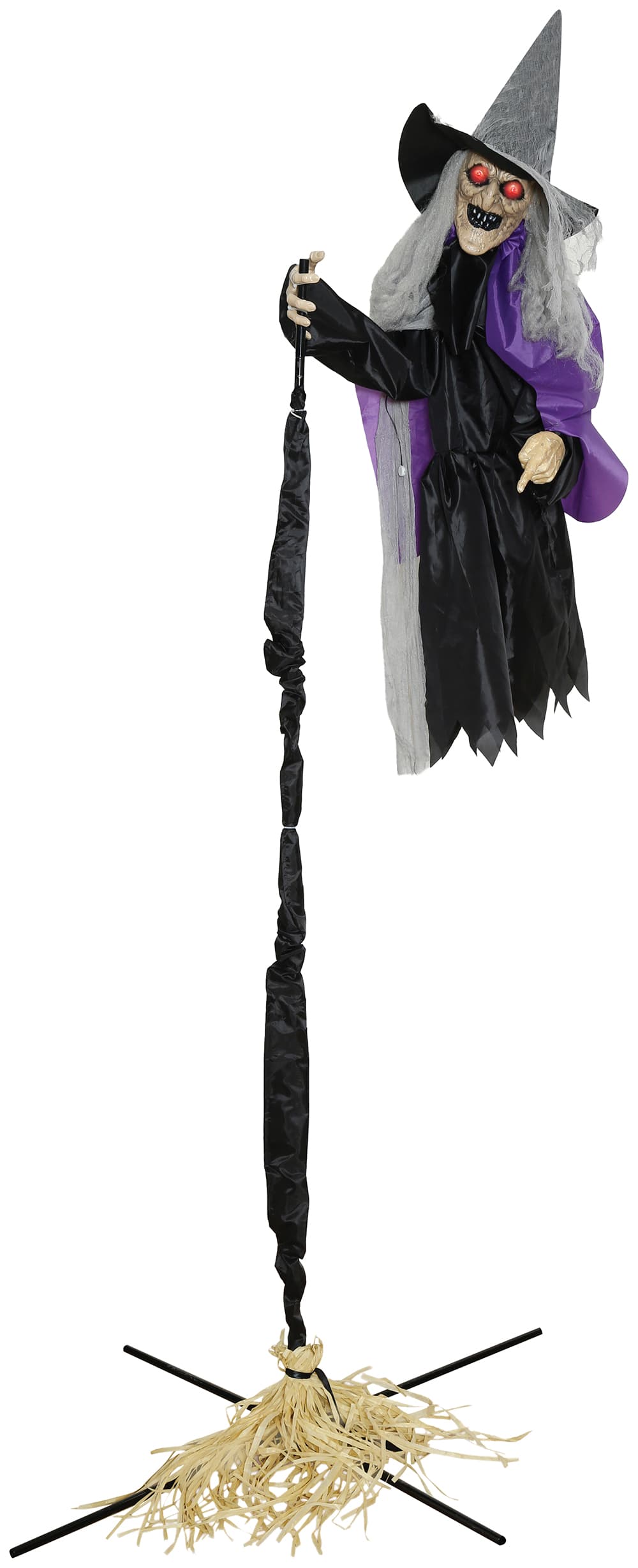 Flyvende heks med fod, lys, lyd og bevægelse, 225 cm