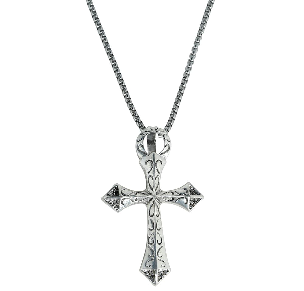 Halskæde med dekorativt kors, metal, 6,5 cm