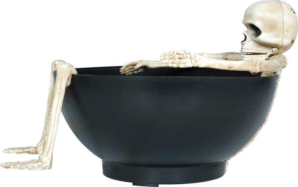 Skål med skelet, lys, lyd og bevægelse, 23 cm