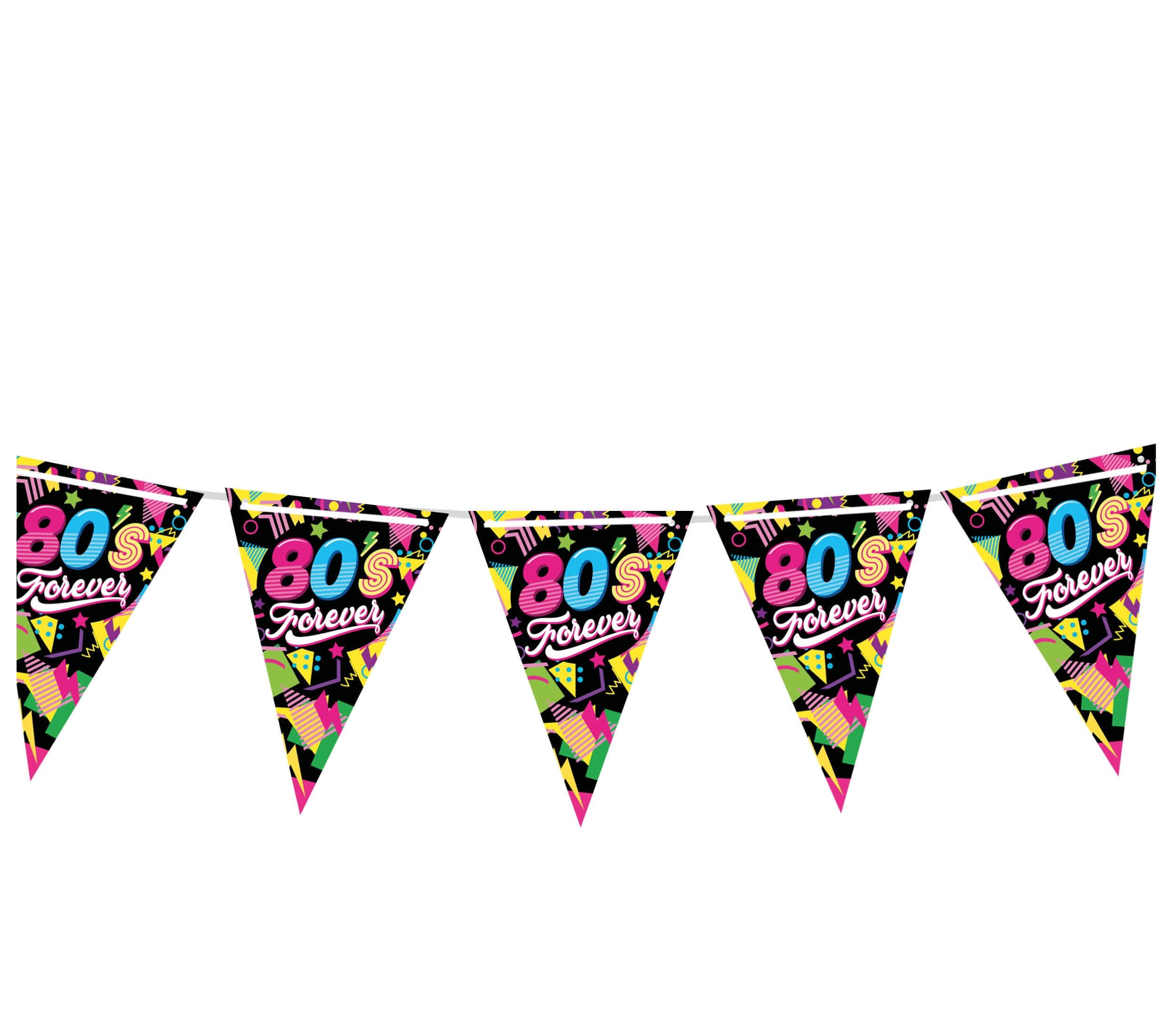 Vimpelguirlande 80'er 300 cm, 20 × 30 cm, papir