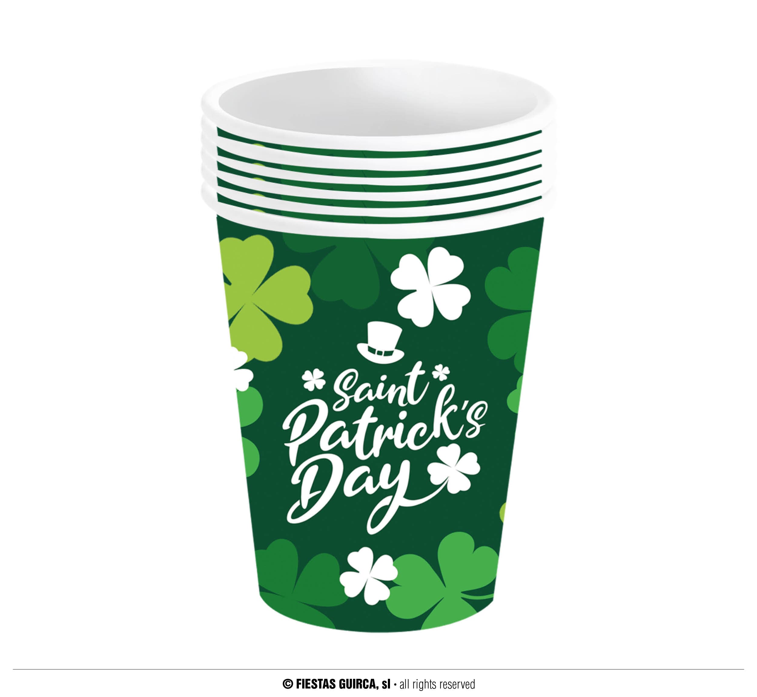 Pose med 6 St. Patrick's-bægre, 240 ml, 9 cm