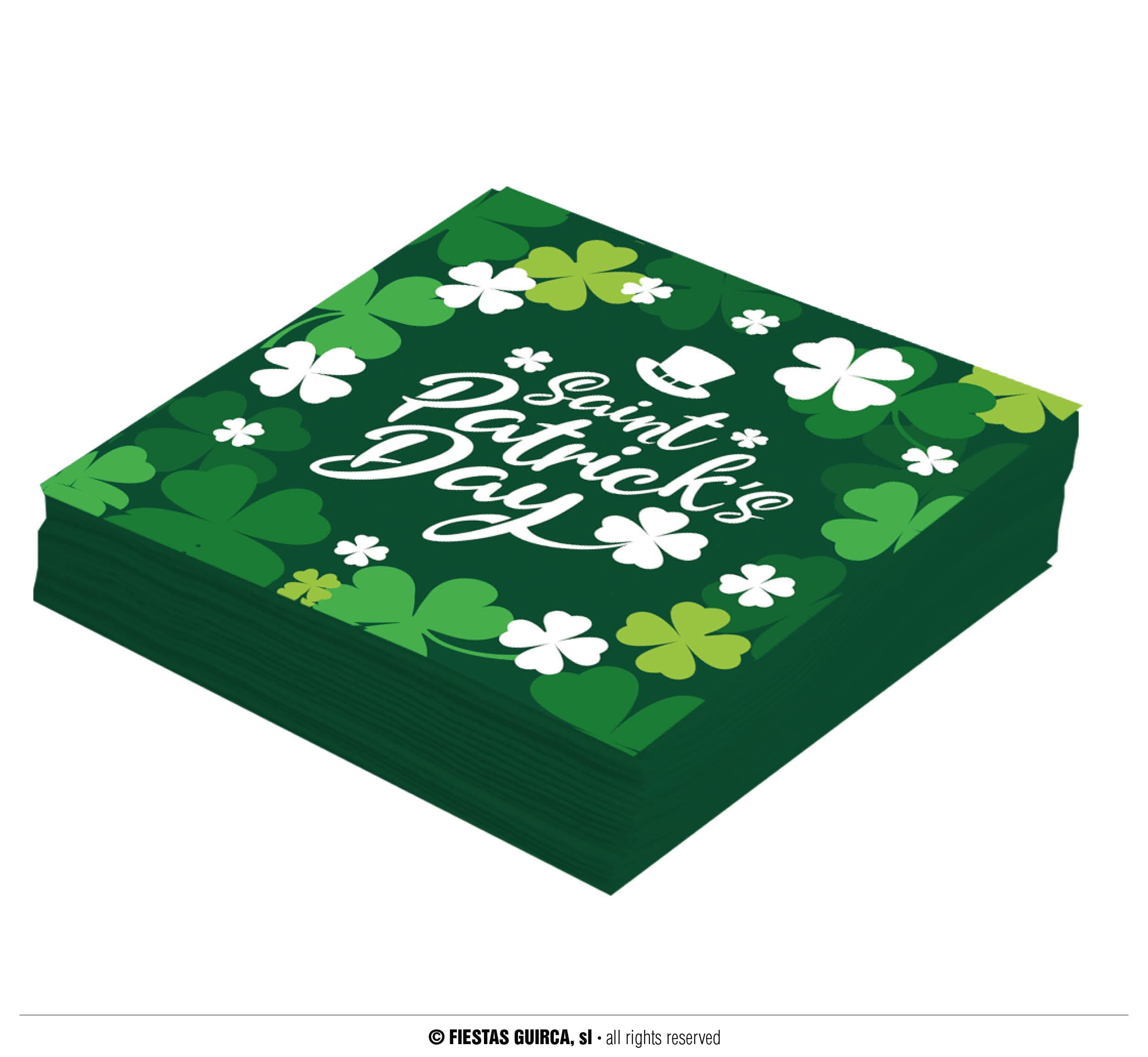 Pose med 12 St. Patrick's-servietter, 16 × 16 cm