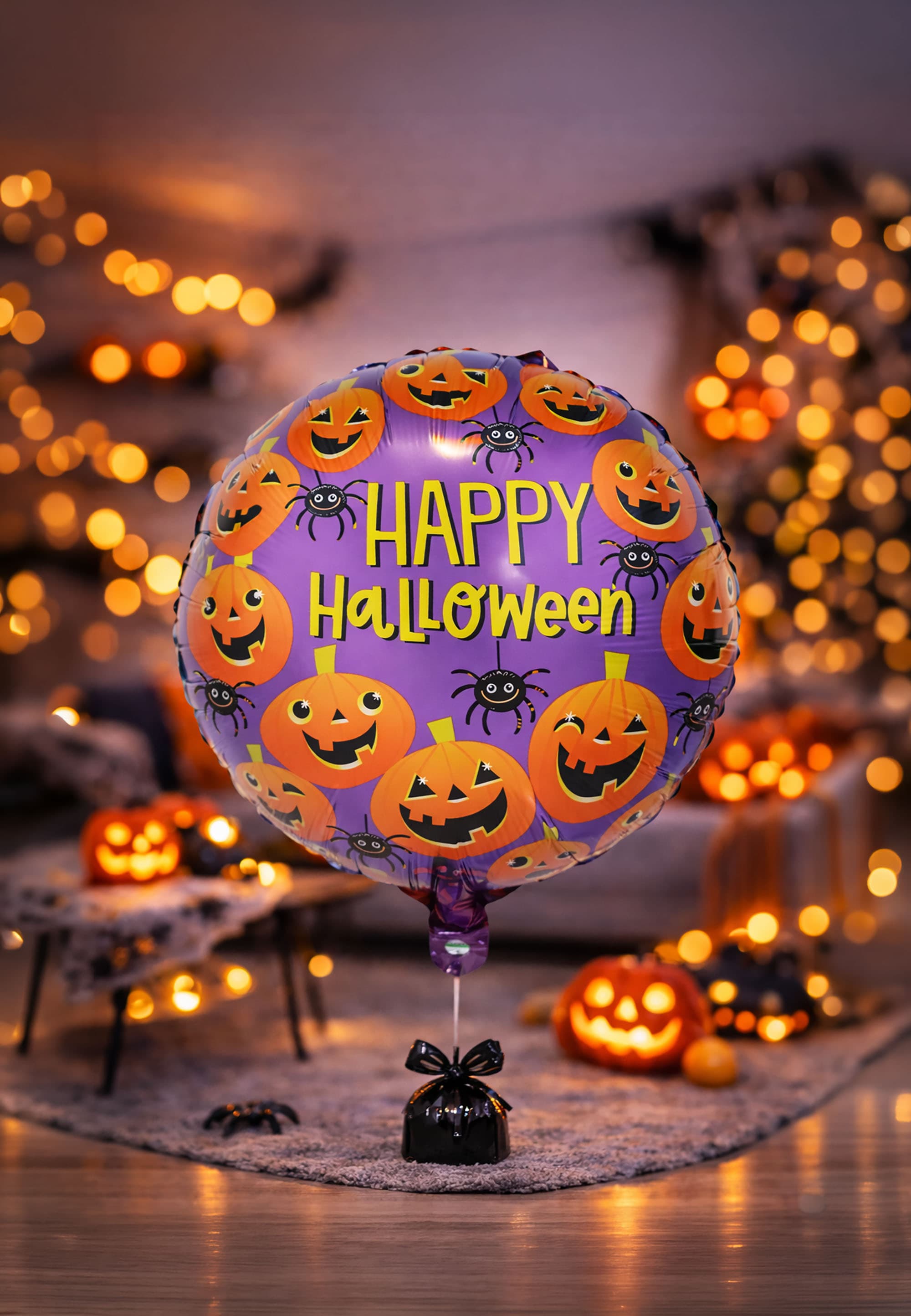 Lilla ballon "Happy Halloween" i aluminium, 50 cm