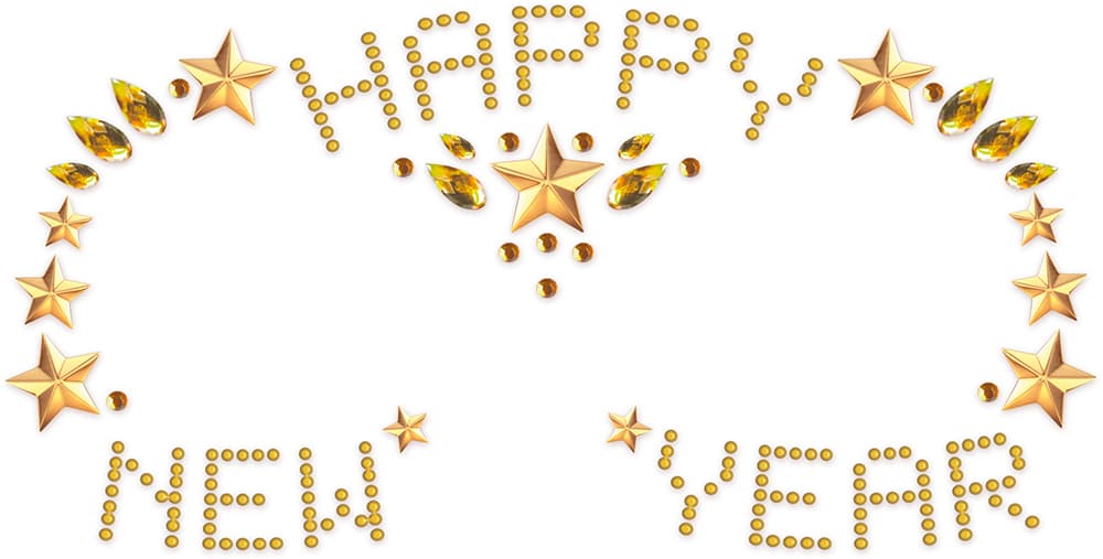 Selvklæbende ansigtssmykker "Happy New Year", 15 × 14 cm, guld