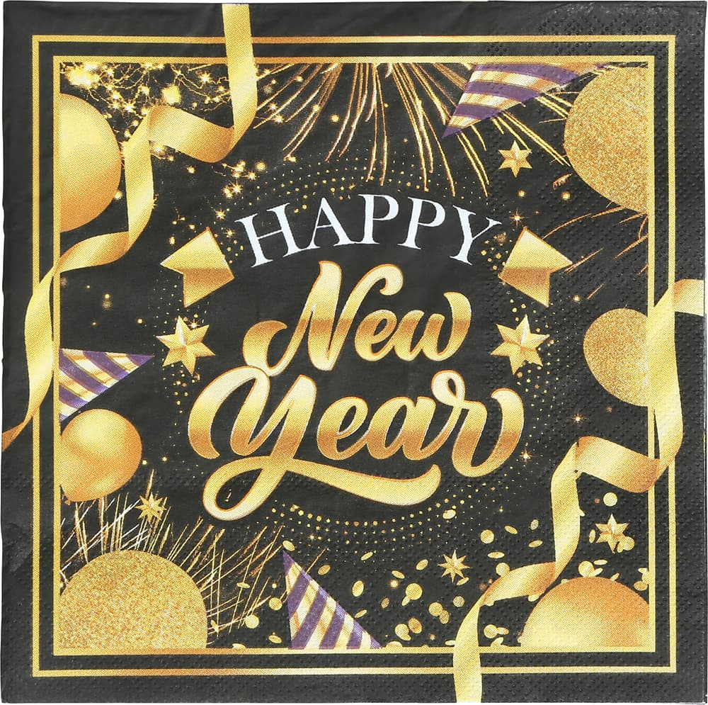 Pose med 20 servietter "Happy New Year", 16 × 16 cm