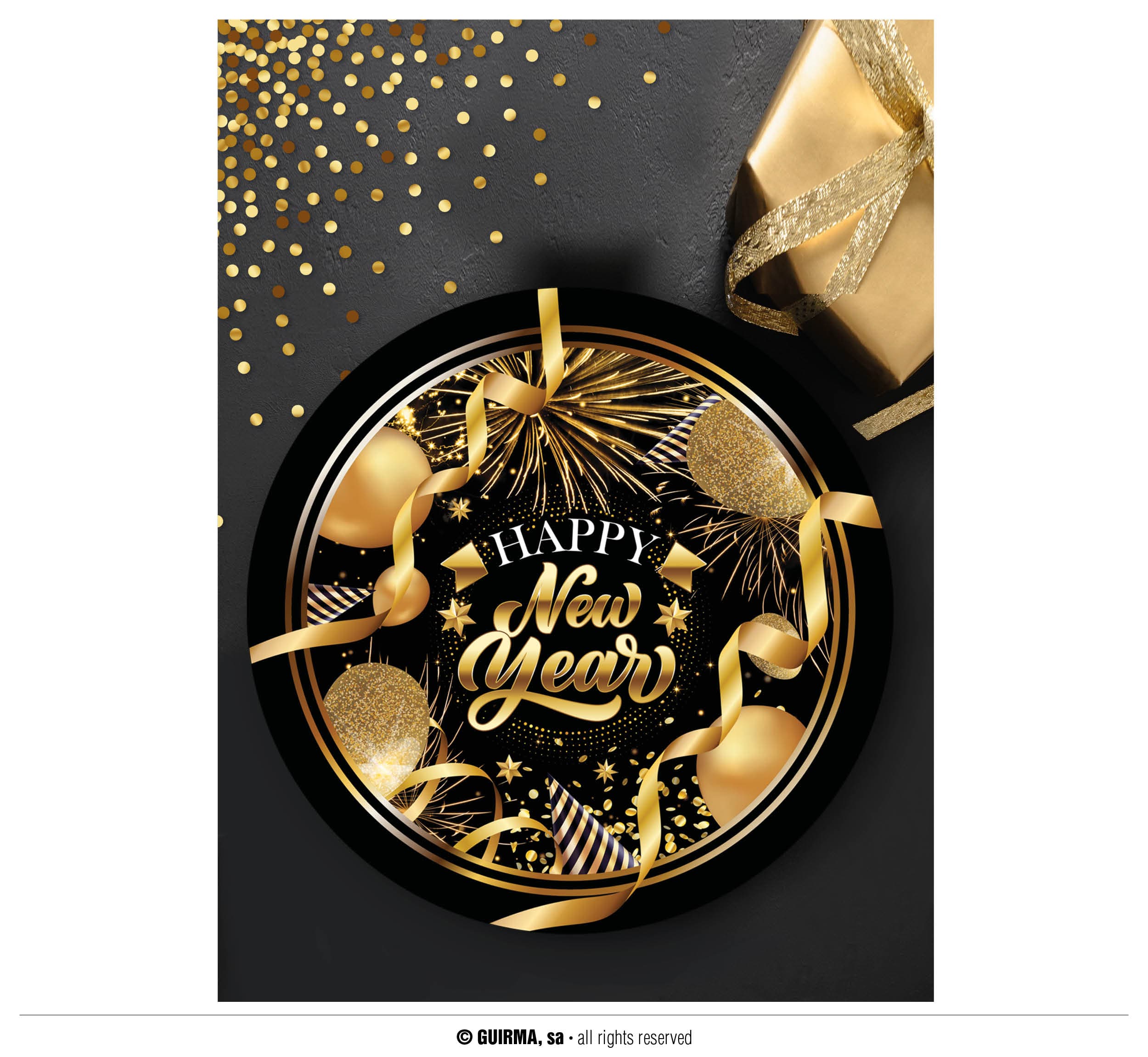 Skål "Happy New Year", 32 cm, plast