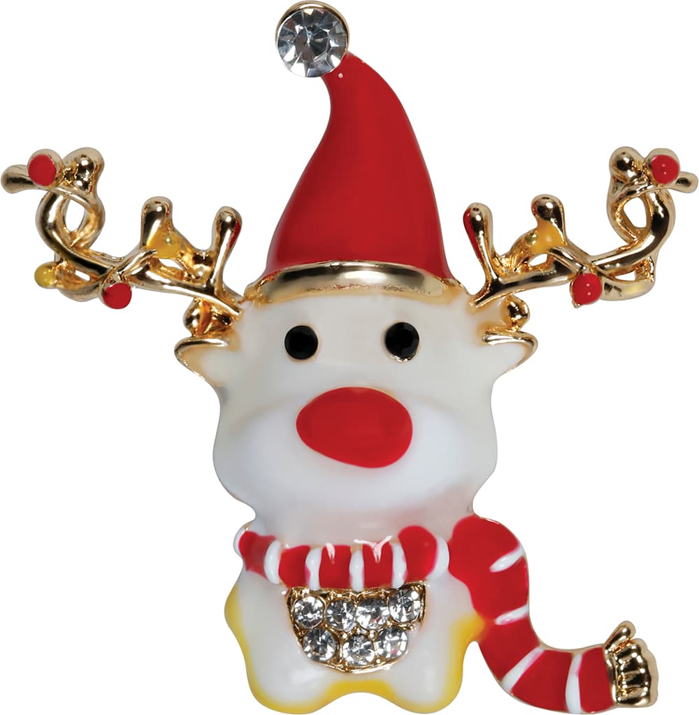 Julebroche med rensdyr, metal, 3,5 cm