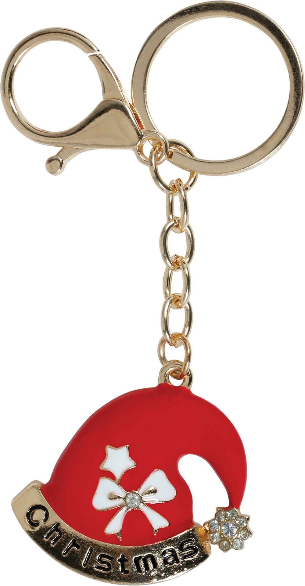 Nøglering med julehue, metal, 11 cm