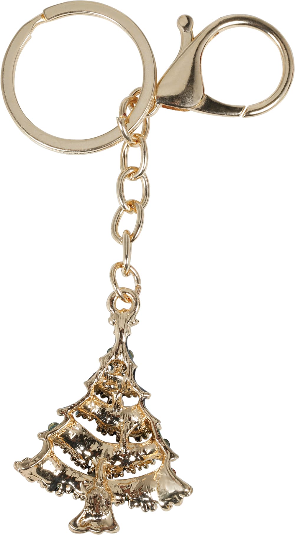 Nøglering med juletræ, metal, 11 cm