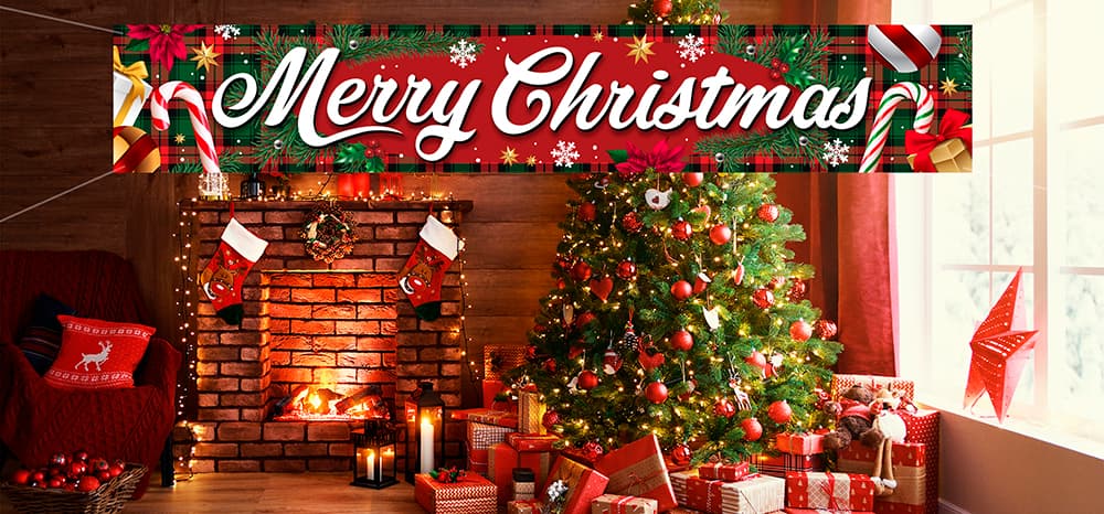 Stofbanner "Merry Christmas", 290 × 50 cm