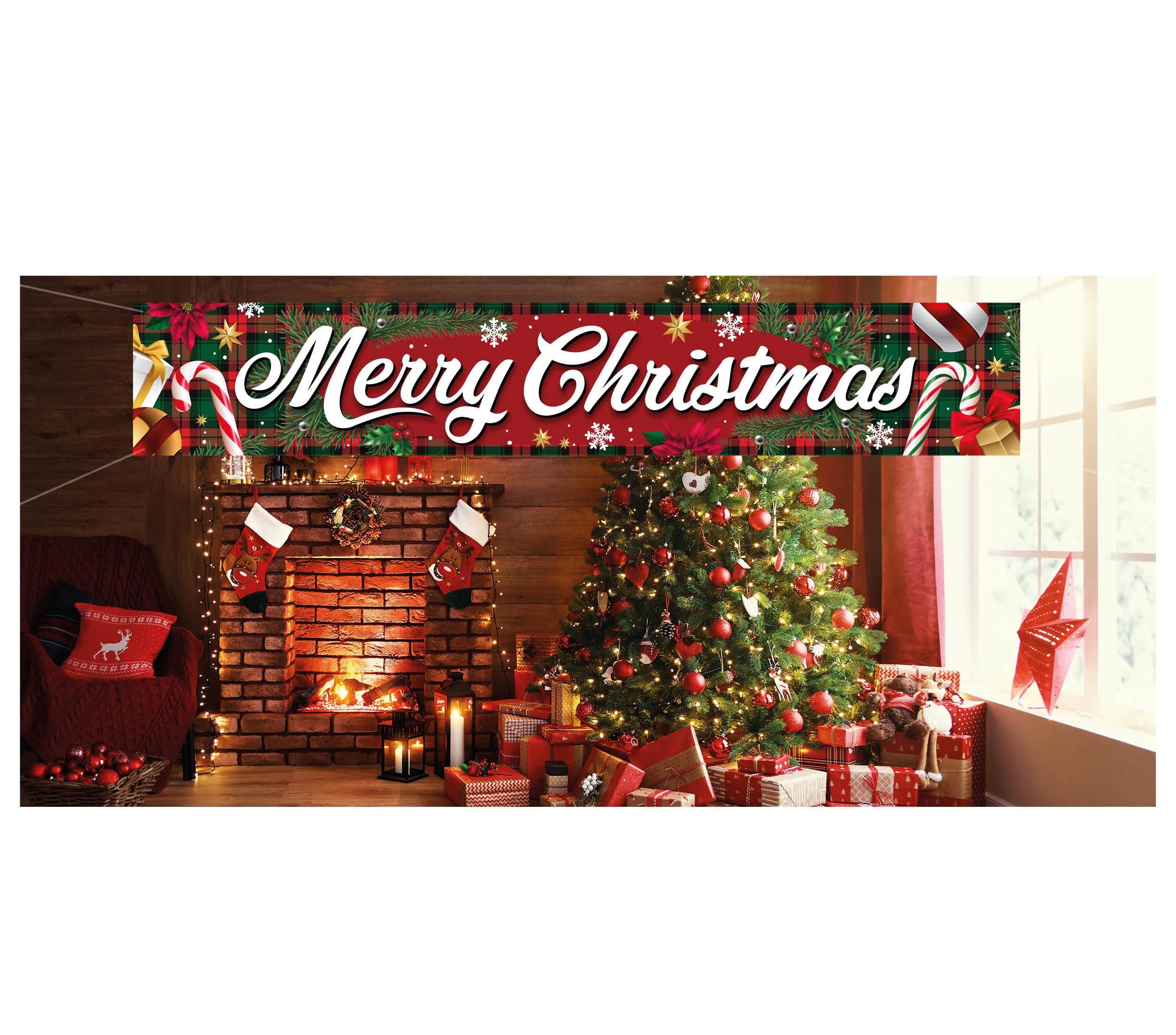 Stofbanner "Merry Christmas", 290 × 50 cm