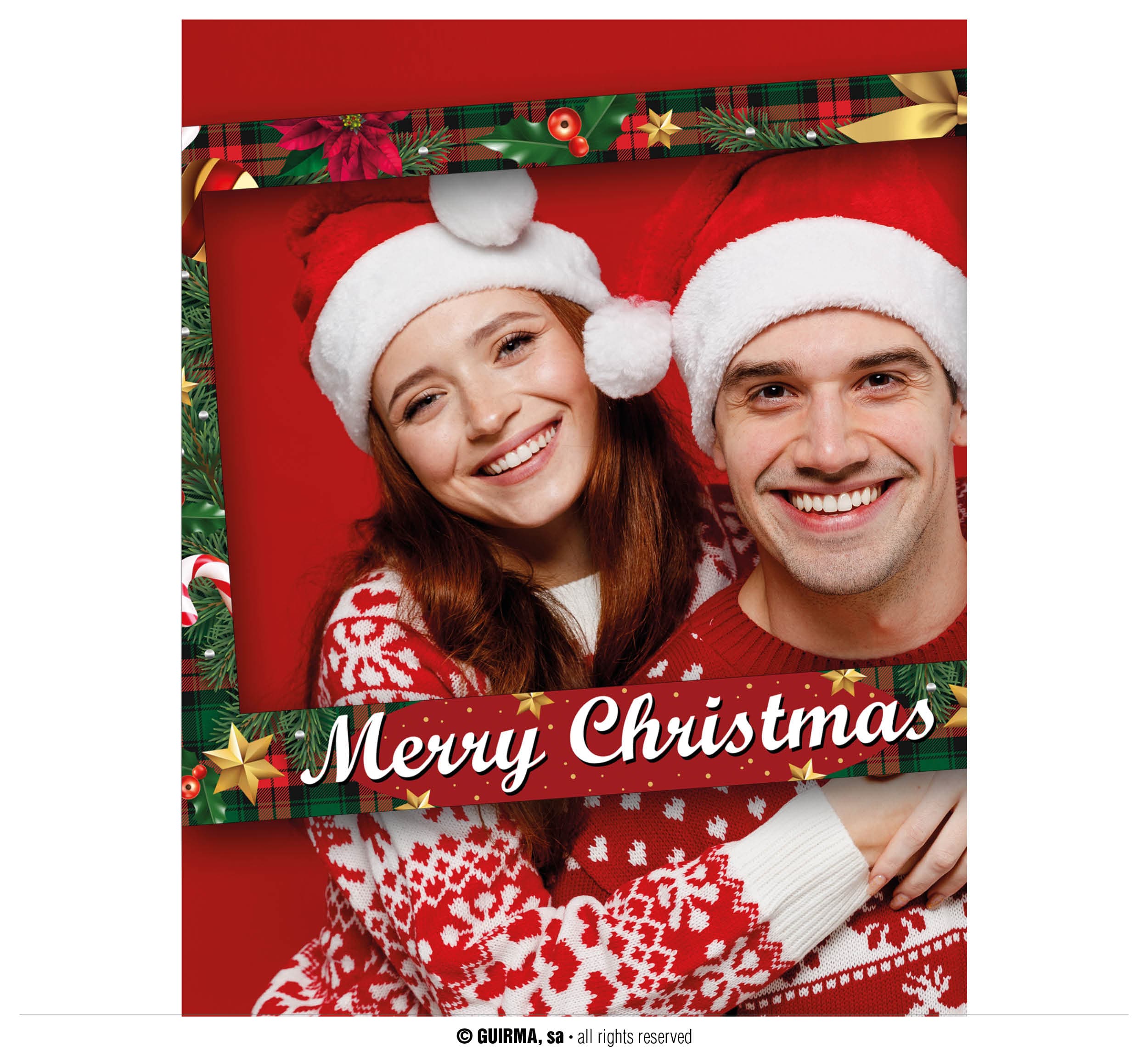 Photobooth-ramme "Merry Christmas", rød, 80 × 60 cm