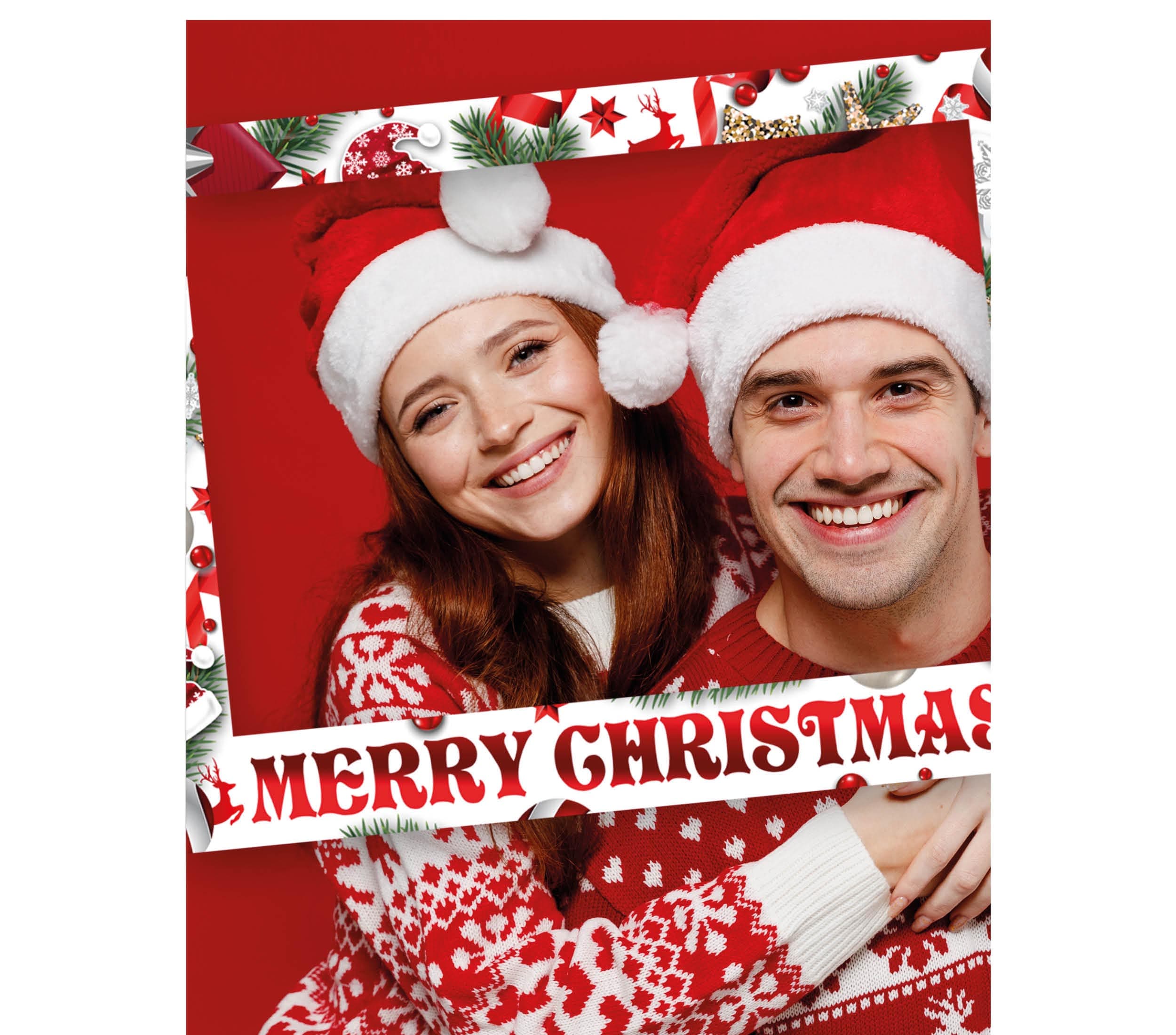 Photobooth-ramme "Merry Christmas", hvid, 80 × 60 cm