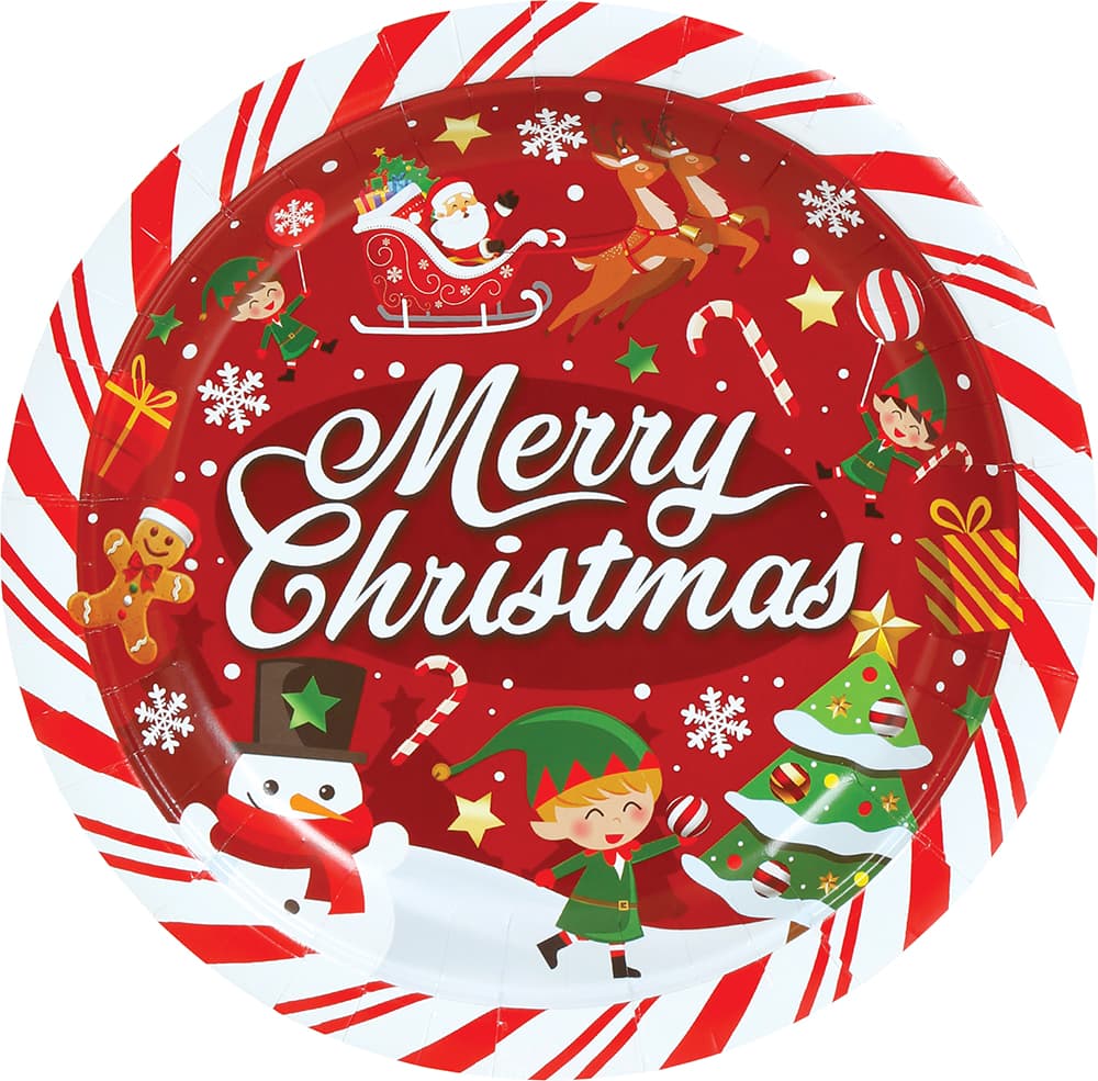 6 juletallerkener "Merry Christmas", 23 cm