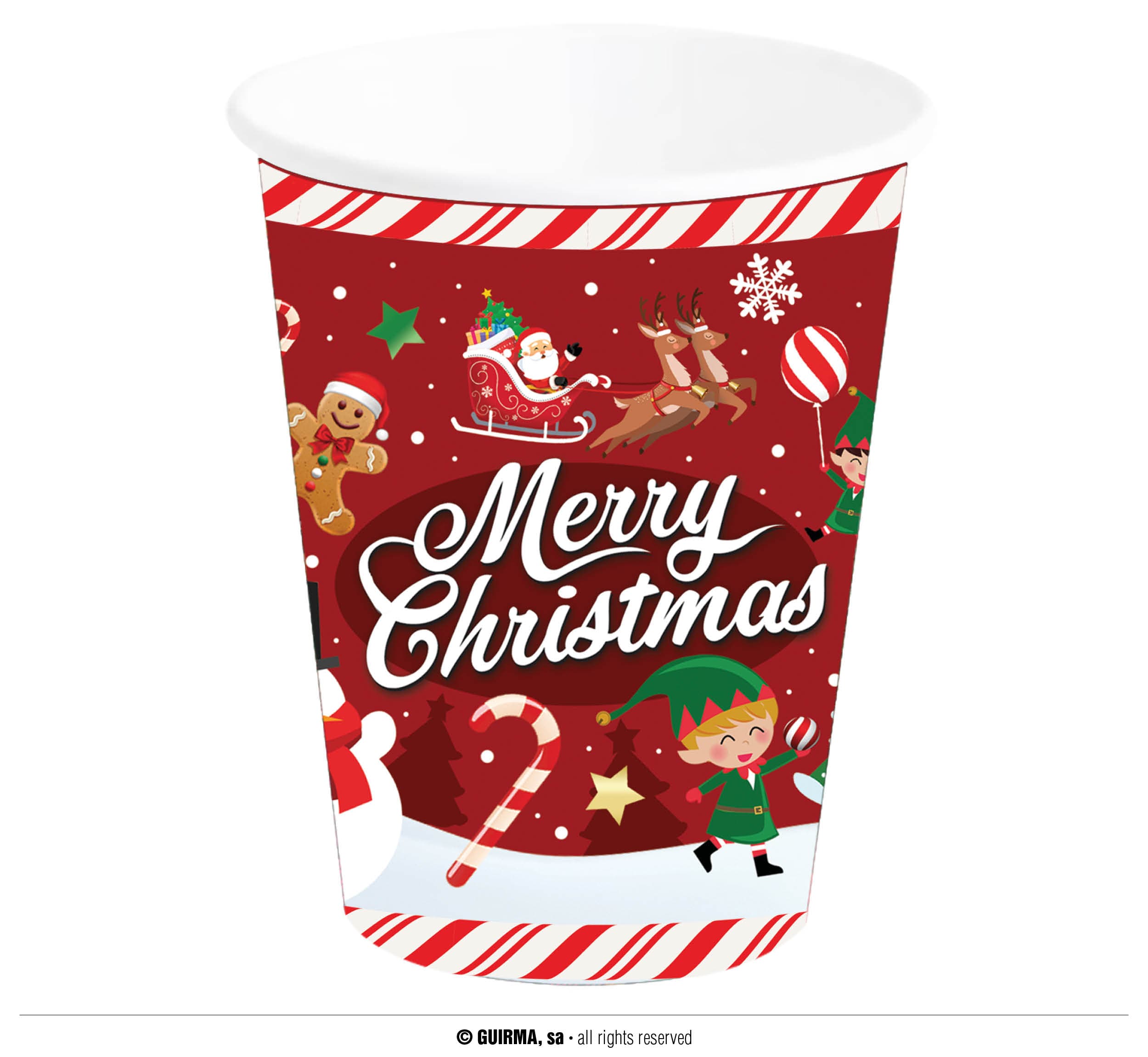 6 julebægre "Merry Christmas", 240 ml, 9 cm