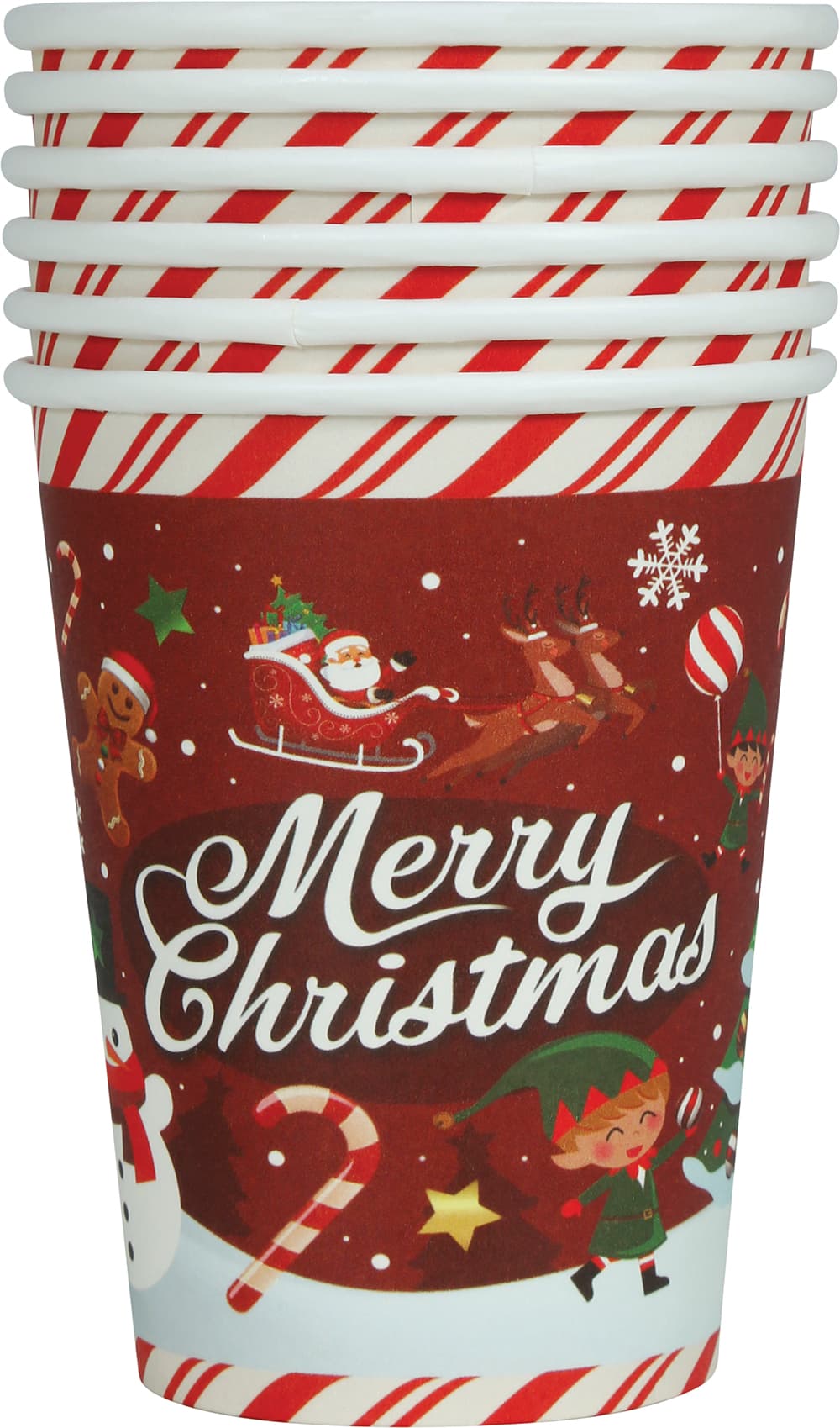 6 julebægre "Merry Christmas", 240 ml, 9 cm