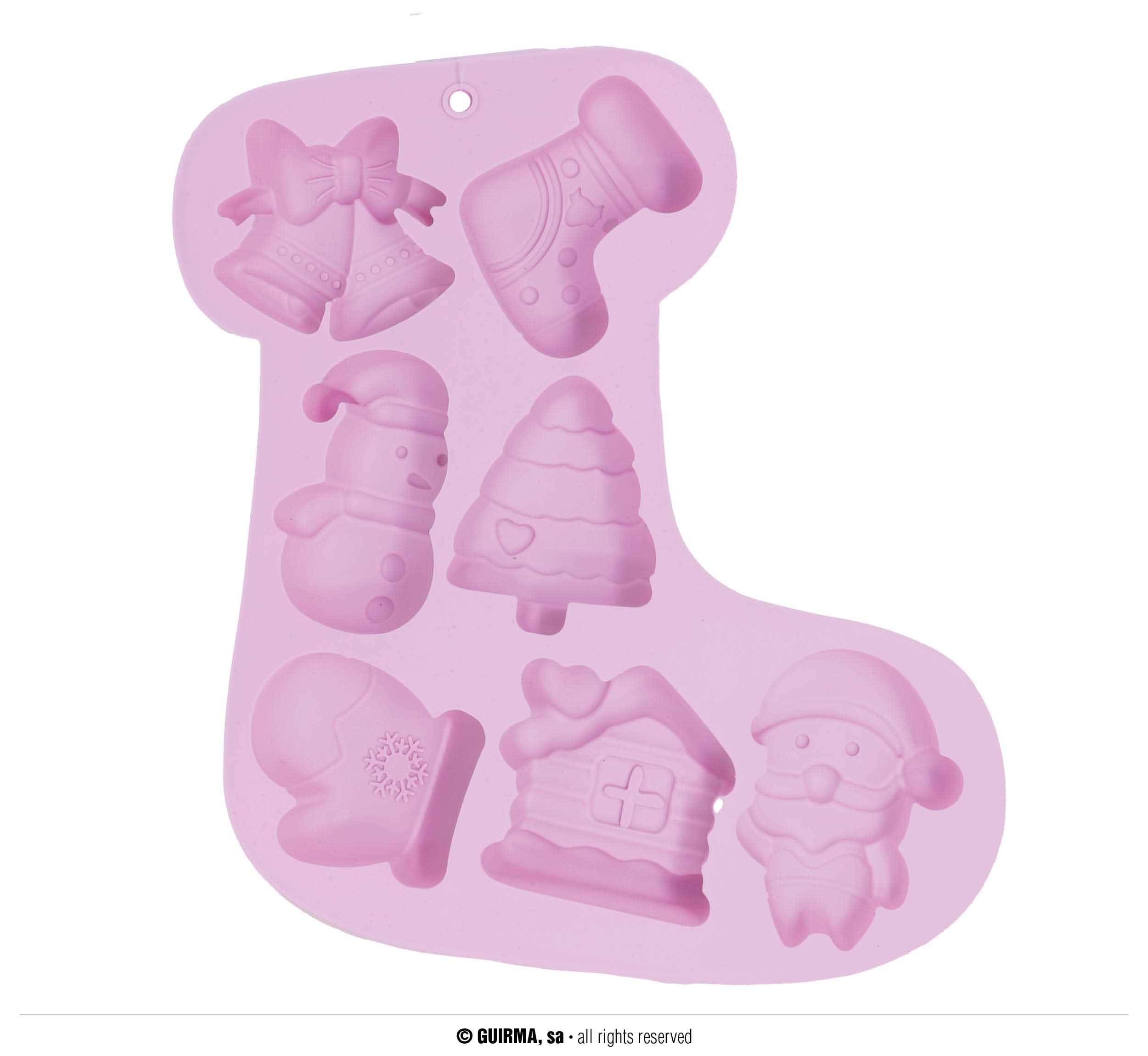 Silikonebageform til 7 småkager, julestrømpe, 22 cm