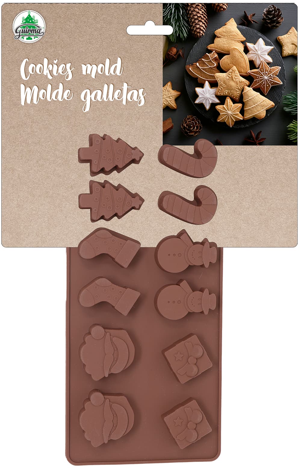 Silikonebageform til 12 julesmåkager 10 × 20 cm