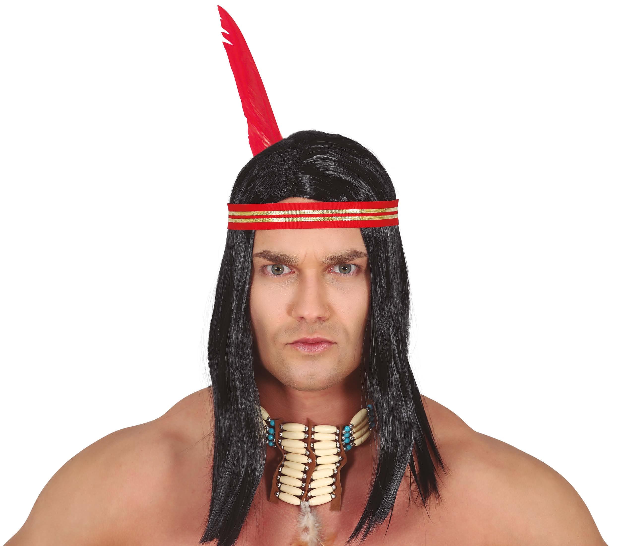 Indianerparyk med pandebånd og fjer (i æske)
