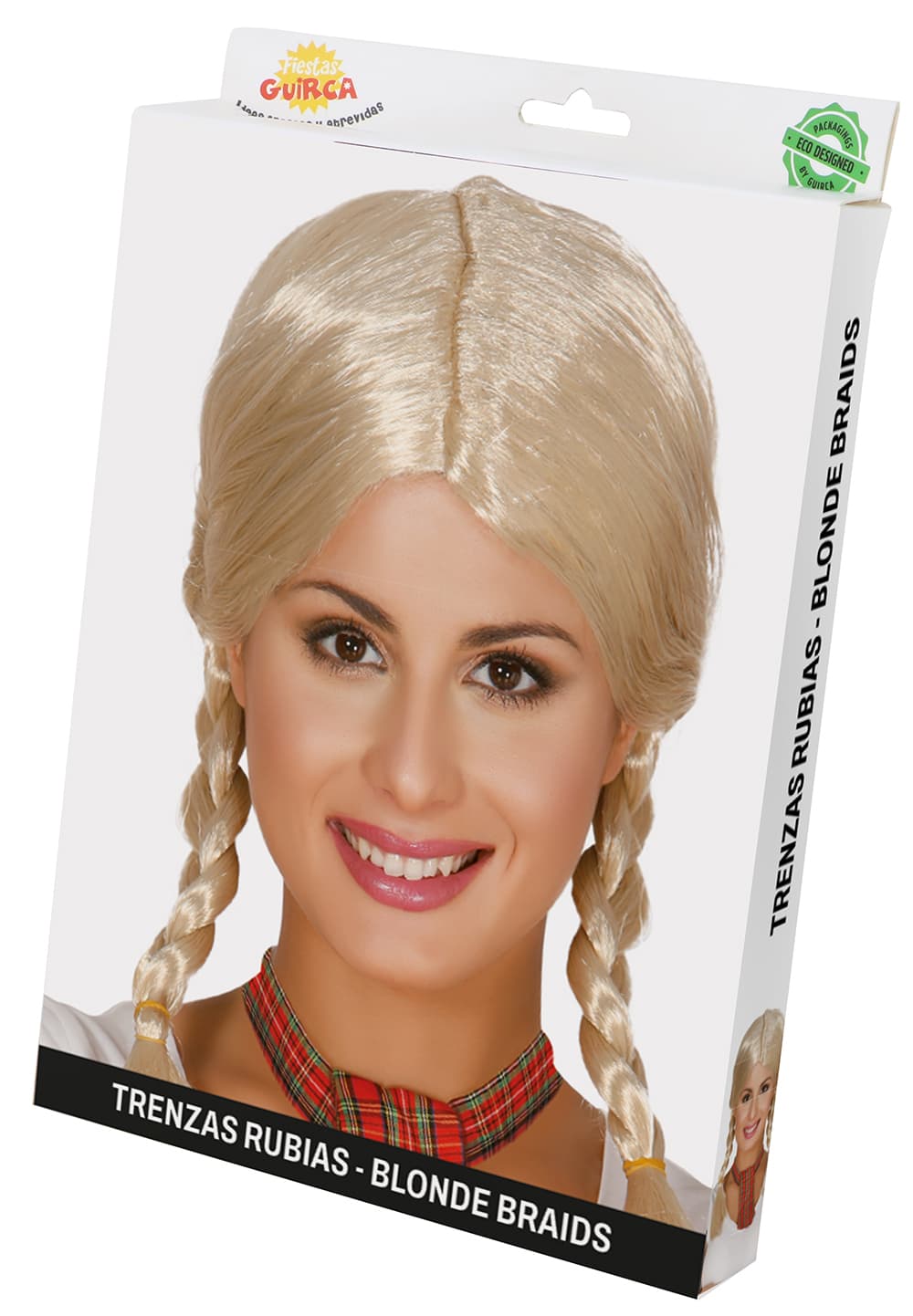 Blond paryk med fletninger (i æske)