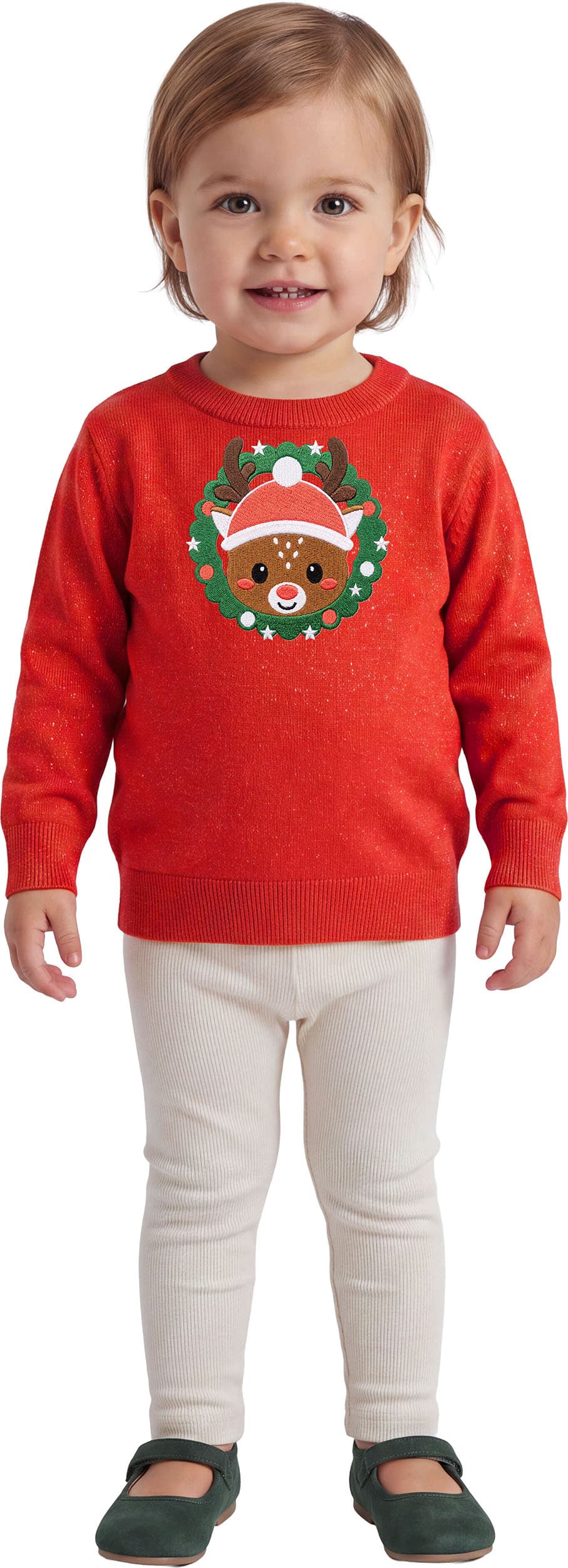Rensdyrsweater med glitter til baby