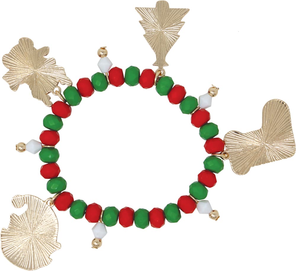 Rødt og grønt armbånd med vedhæng, model 47026