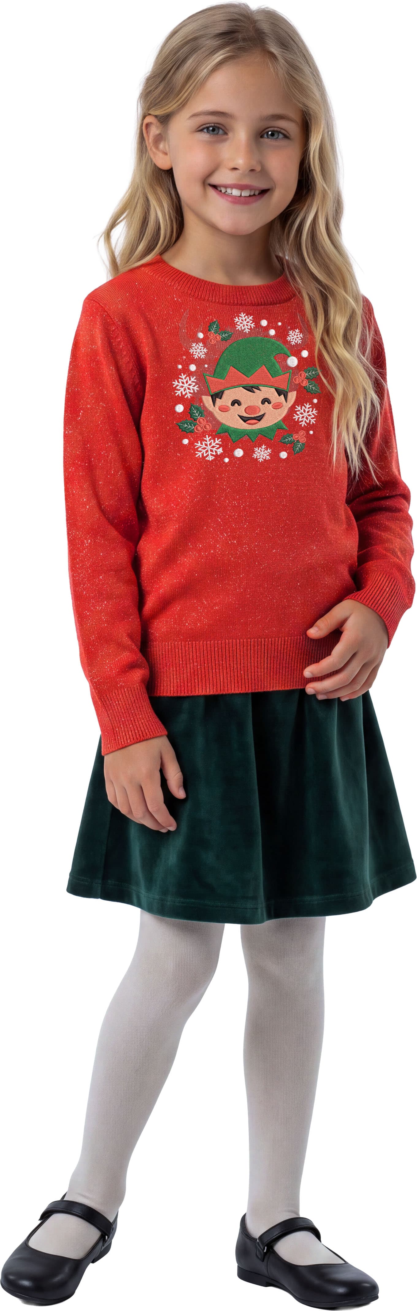 Sweater med nisse i glitter til børn