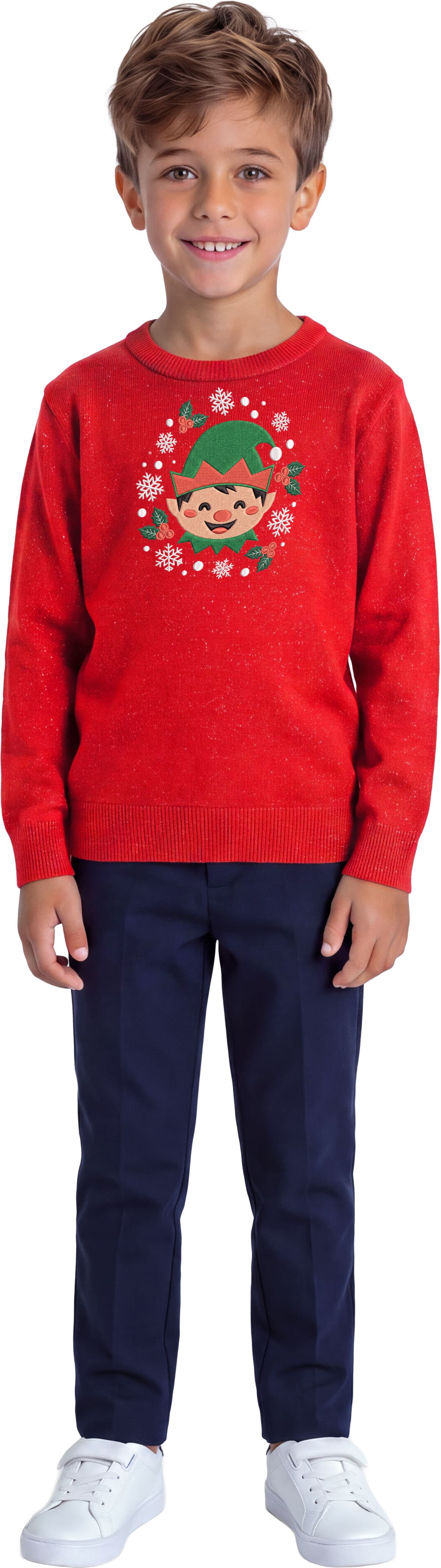 Sweater med nisse i glitter til børn