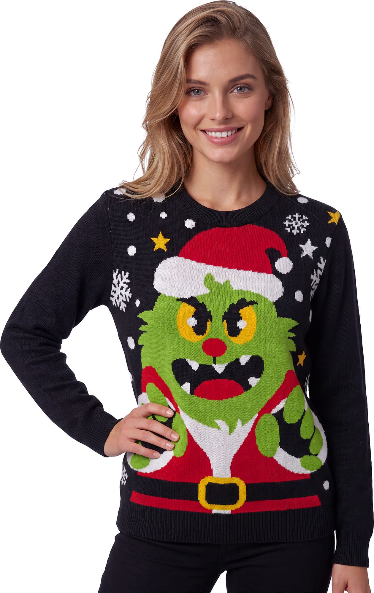 Julesweater med grønt monster til damer