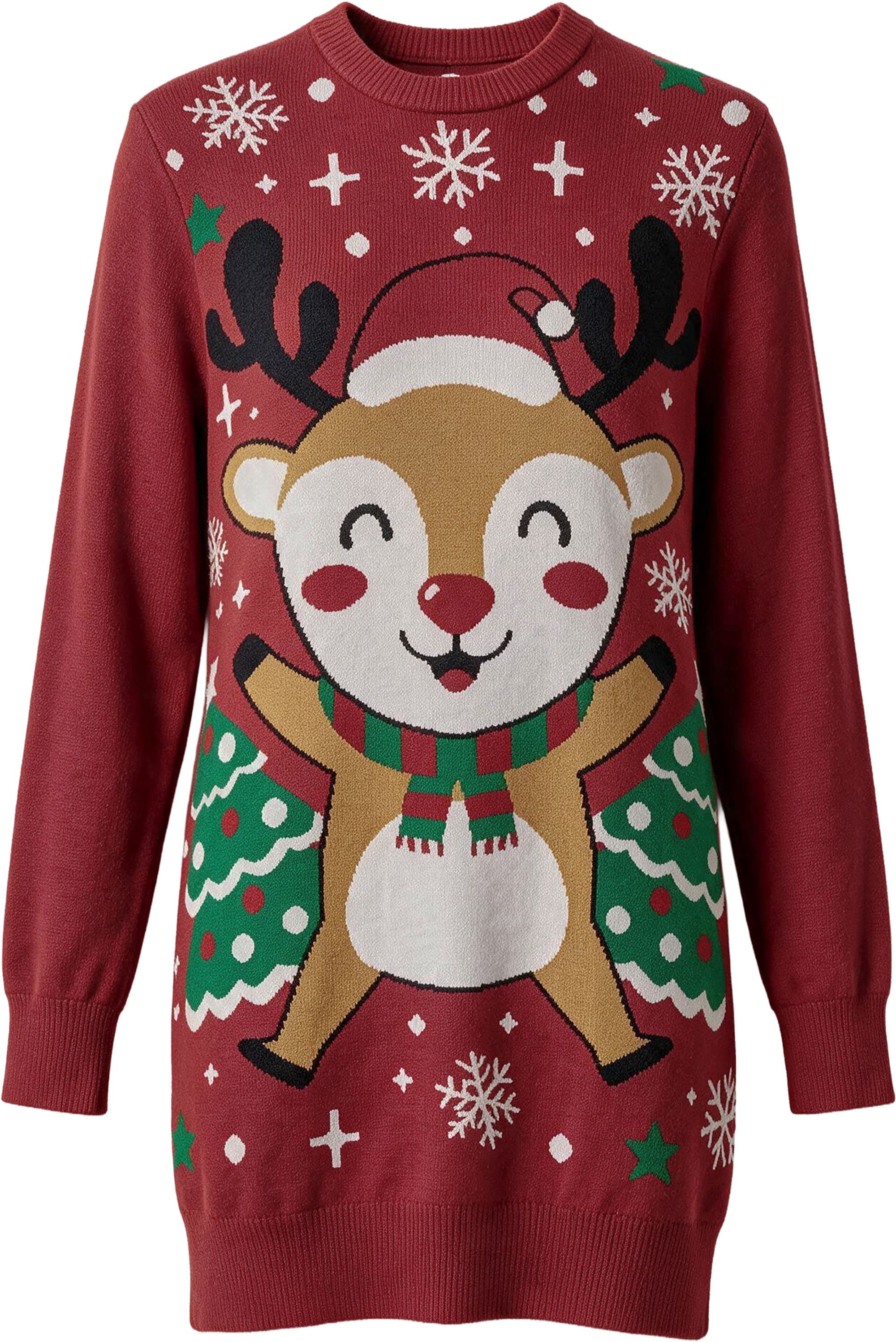 Lang rensdyrsweater til damer