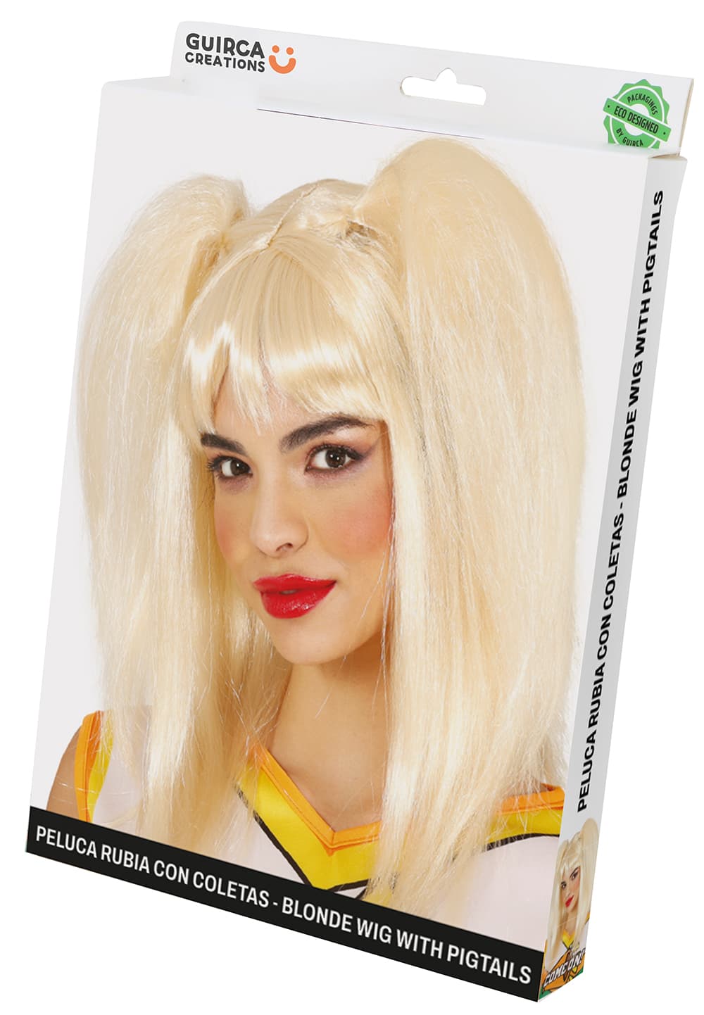 Blond paryk med rottehaler (i æske), til voksne