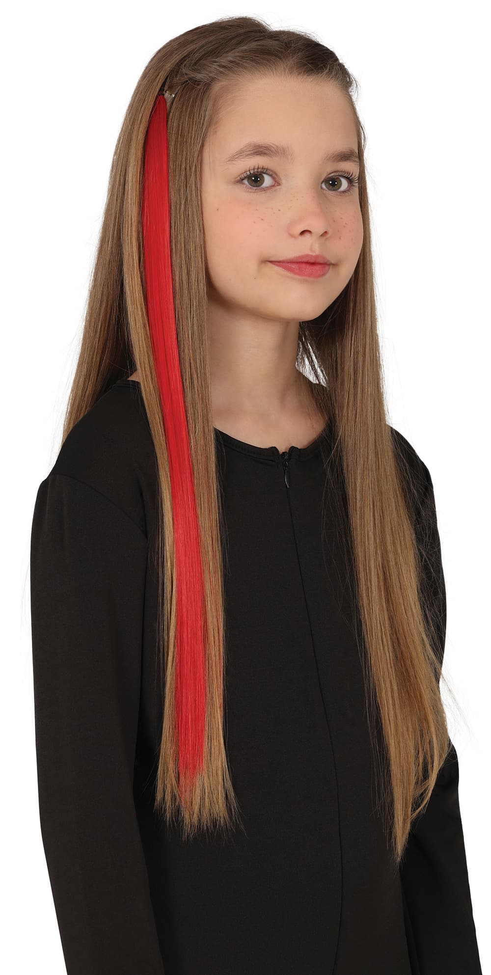 3 hår-extensions, 50 cm, rød